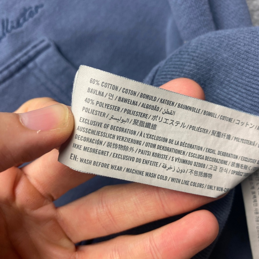 Hollister Hoodie Mens Large Relaxed Fit Blue Gray Fleece Pullover 297 - Picture 8 of 8
